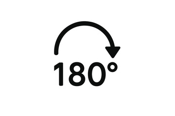 180 degrees angle icon vector. Symbol of rotation, turn, and flip. Geometric sign for maths, navigation. Concept of change, reversal, half-circle revolution or spin.
