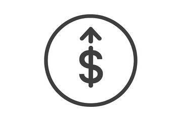 Dollar arrow up icon. Cost increase, inflation and salary growth concept. Financial success, investment profit and revenue symbol. Money value rising vector illustration.