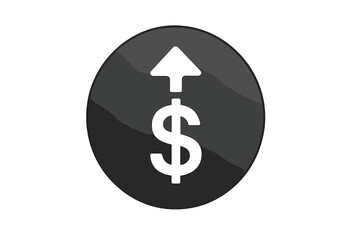 Dollar arrow up icon vector. Cost increase & inflation concept. Financial growth, higher price, expensive idea. Economy, business, finance success. Market value rising symbol.
