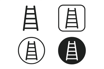 Ladder icon set vector for web and app design. Stepladder symbol collection for business growth, career progress, and success concepts. Minimalist climb pictogram buttons.