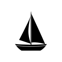 Silhouette of a simple sailboat design art on transparent background