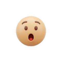 3d surprised emoji face isolated on white background