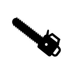 Silhouette of a black chainsaw tool icon on transparent background