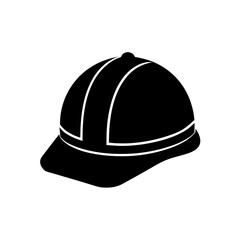 Black construction helmet with white lines on transparent background silhouette