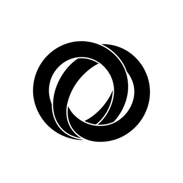 Interlocking black circles simple design on transparent background silhouette