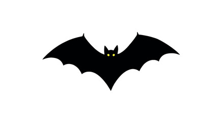 Black silhouette of a bat with outstretched wings on a white background