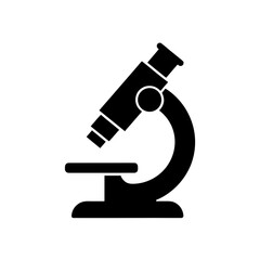 Illustration of a black simple microscope on transparent background silhouette