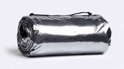 Shiny reflective emergency blanket rolled for outdoor safety and survival kits