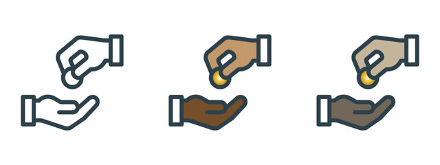 Set of Hands Giving or Receiving Money Icon.Illustration