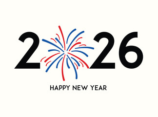 Obraz premium 2026 Happy New Year Fireworks Celebration Typography Design