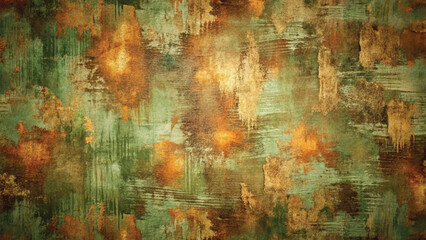 Abstract Olive Green and Copper Brown Grunge Rough Painted Texture Background Design