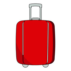 Travel tool A red luggage   illustration on an isolated white background