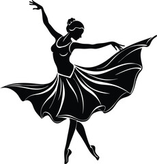 Ballerina dancing silhouette vector illustration
