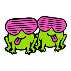 2 Frogs Party Sunglasses Cool Funny Comic Duo Team