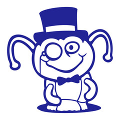 Caterpillar Sir Rich Monocle Glasses Top Hat Ground Hole