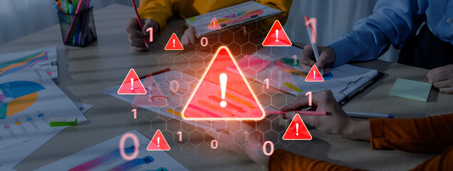 Concept of a critical security warning and system error. This alert signifies a significant...