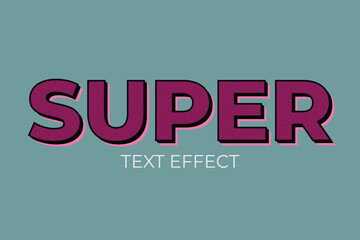 Super text effect with purple font and shadow on a blue green background