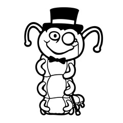 Caterpillar Sir Rich Man Monocle Glasses Top Hat