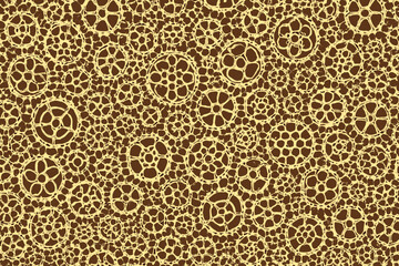 Obraz premium Intricate design featuring circular patterns in beige and brown on a textile background