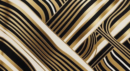 Elegant gold and black wave pattern with cream accents creating a luxurious and sophisticated aesthetic suitable for
