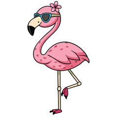Vector art of cute cartoon flamingo wearing sunglasses