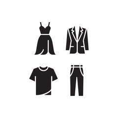 Simple black icons representing various clothing items and apparel styles