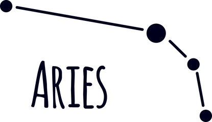 Aries zodiac constellation with stars and sign text
