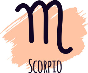 Scorpio zodiac sign drawing on brush stroke background