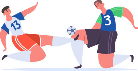 Soccer players competing for ball during a match