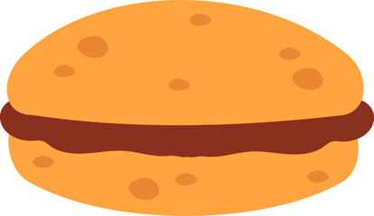 Burger with bun and patty preparing for a quick meal