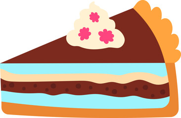 Slice of chocolate pie with whipped cream vector