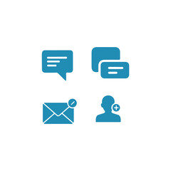 Communication icons representing messaging email and user interaction concepts