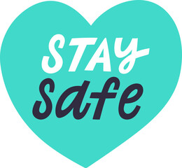 Blue heart shape with stay safe text