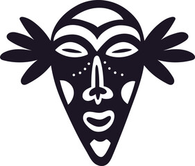 African tribal mask vector icon representing culture and spirituality