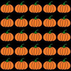 Hand drawn pumpkins seamless pattern. Thanksgiving vector background.  Perfect for fall clothes, fabric, scrapbooking, wrapping paper, etc.