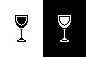 Wine Glass Icon on Black and White Background – Elegant Drink Symbol Design.