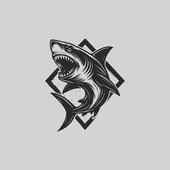 Shark Attack Logo Template in Black Ink