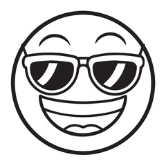 A cool emoji with sunglasses isolated on white background, expressing happiness and confidence, perfect for digital communication and social media, conveying a positive and relaxed vibe