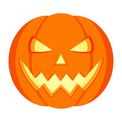 Cartoon Halloween Pumpkin with Glowing Face.