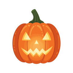 Cartoon Jack-o-Lantern with Glowing Face for Halloween Celebration.