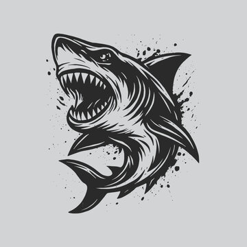 Vector Shark Splash Emblem in Minimalist Style