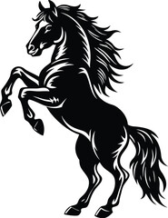 Majestic Horse Silhouette: The image showcases a powerful horse in a dynamic pose, its muscular form silhouetted against the light, evoking a sense of freedom and strength. 