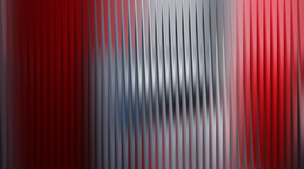 Abstract background with vertical ribbed pattern in red and silver