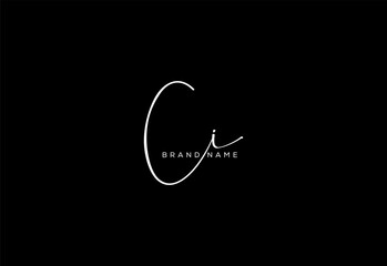 CI letter beauty cursive handwriting logo.