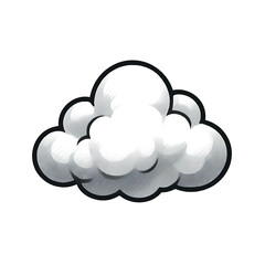 Fluffy white cumulus cloud illustration with a dark outline
