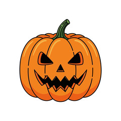 Spooky Halloween Pumpkin Jack-o-Lantern with Evil Grin.