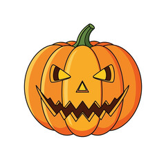 Spooky Halloween Pumpkin with Carved Face and Glowing Eyes.