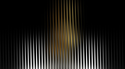 Dark abstract background with vertical metallic pleats and gold