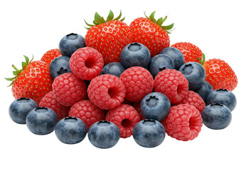 Assortment of fresh berries isolated on transparent background