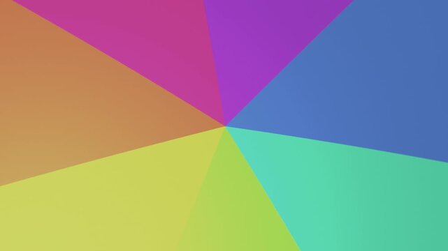 Soft rainbow pastel colour segments slowly revolving continuous loop video animated motion background pinwheel 4K spectrum wheel animation